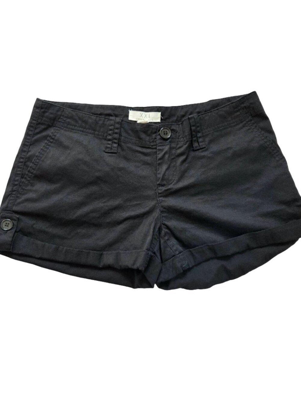 Forever 21 Women's S Black Rolled Cuff Chino Shorts Casual Summer Festival